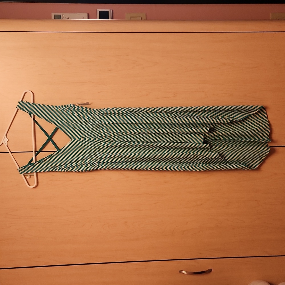 High Low Striped Green Summer Dress